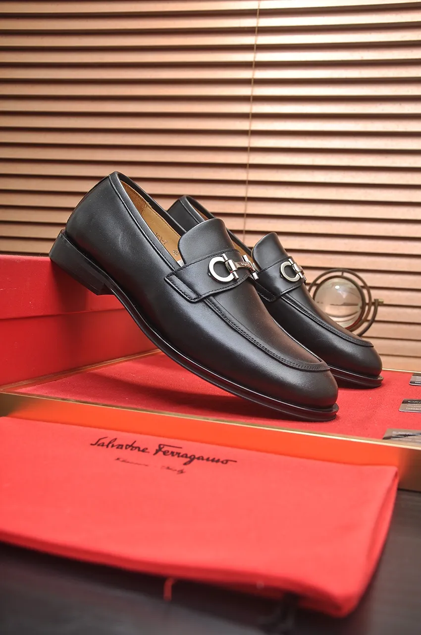 Men's shoes 💰620💶 [Ferragamo/Ferragamo] The latest model in the counter. Original imported open-sided high-quality cowhide hand-woven + imported 🐂 cowhide + original luxury metal buckle + original combination outsole. Comparative and stress-free 38--45 (45 custom-made)